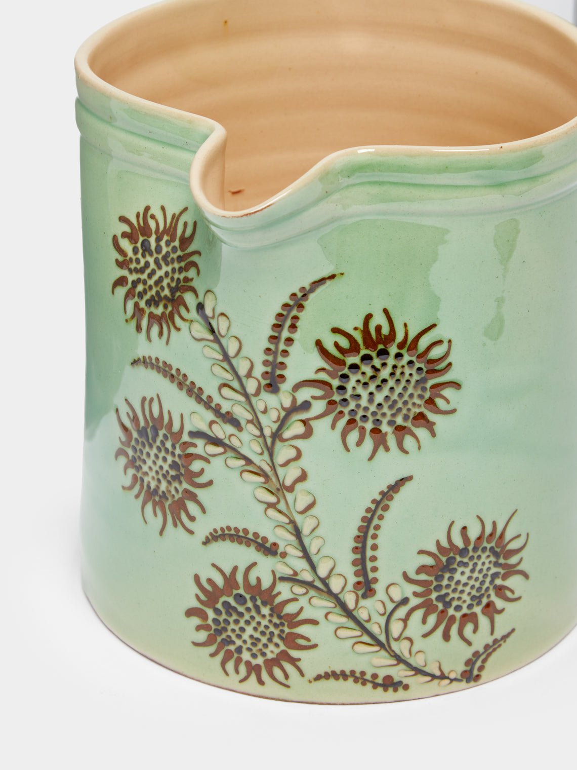 Poterie d’Évires - Flowers Hand-Painted Ceramic Straight-Edge Jug -  - ABASK