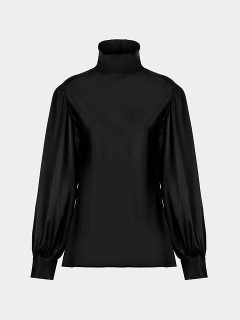 Ryan Roche - Silk Bias High-Neck Blouse | Size: S - Black - ABASK - 