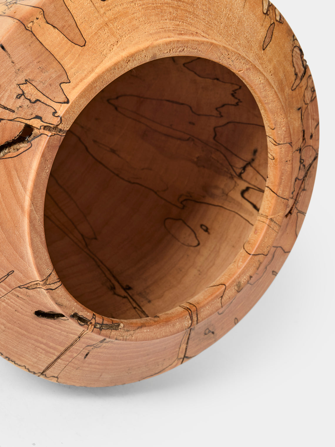 Iida Woodturning - Hand-Turned Spalted Maple Oil-Finish Vase (11.5in/29cm) - Brown - ABASK