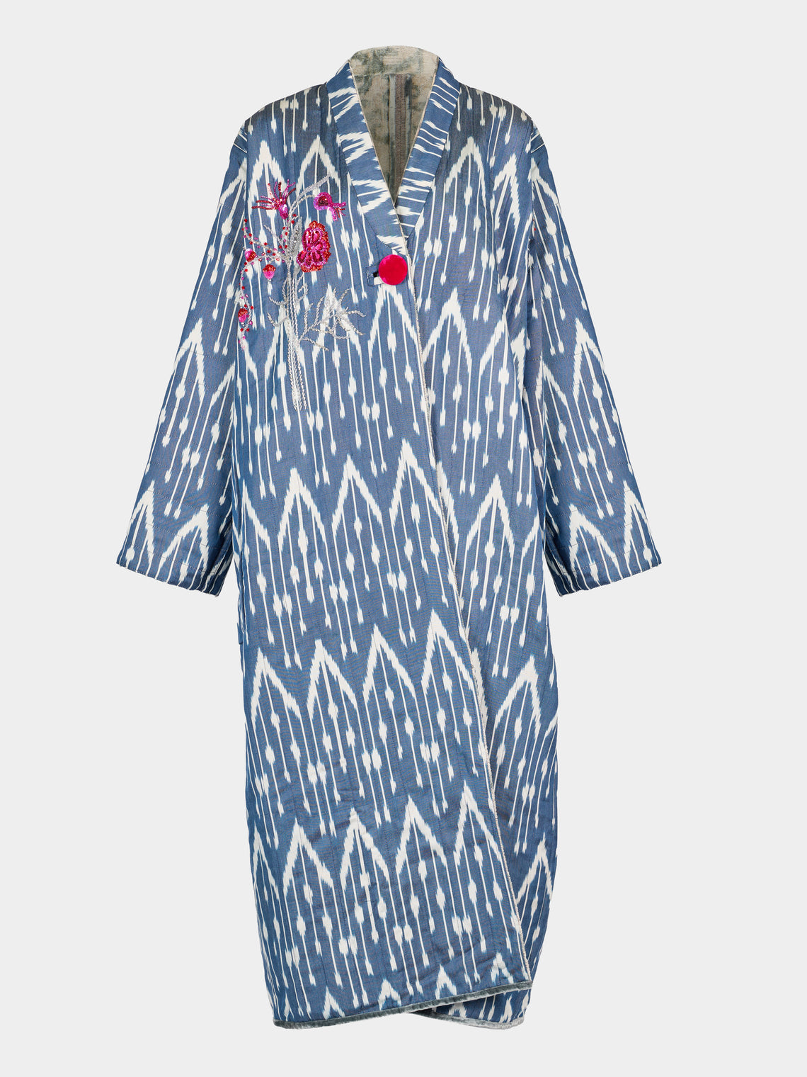 Nazzy Beglari - Hand-Loomed Ikat Velvet Reversible Robe | One Size - Multiple - ABASK
