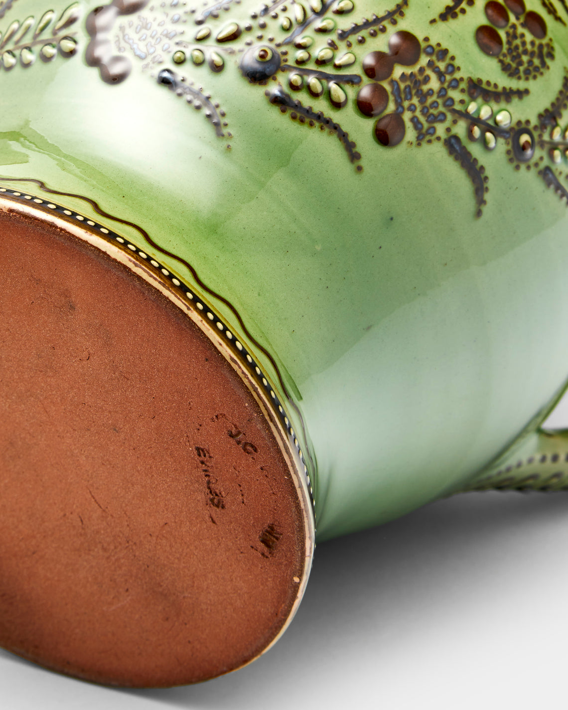 Poterie d’Évires - Birds Hand-Painted Ceramic Large Round Jug - Green - ABASK