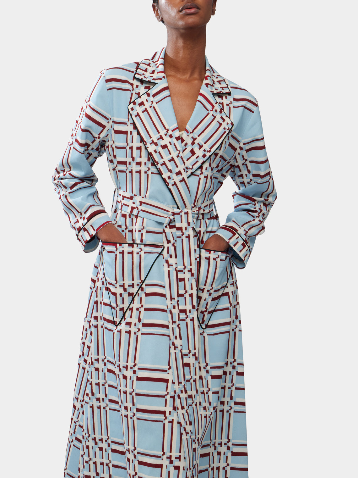 Women's Georgette Painted-Grid Robe | Size: S