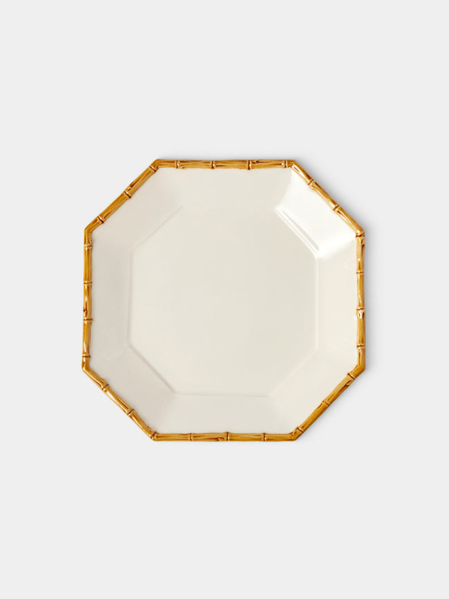 Verdolini - Bamboo Hand-Painted Ceramic Starter / Dessert Plate (8in/21cm) - White - ABASK - 
