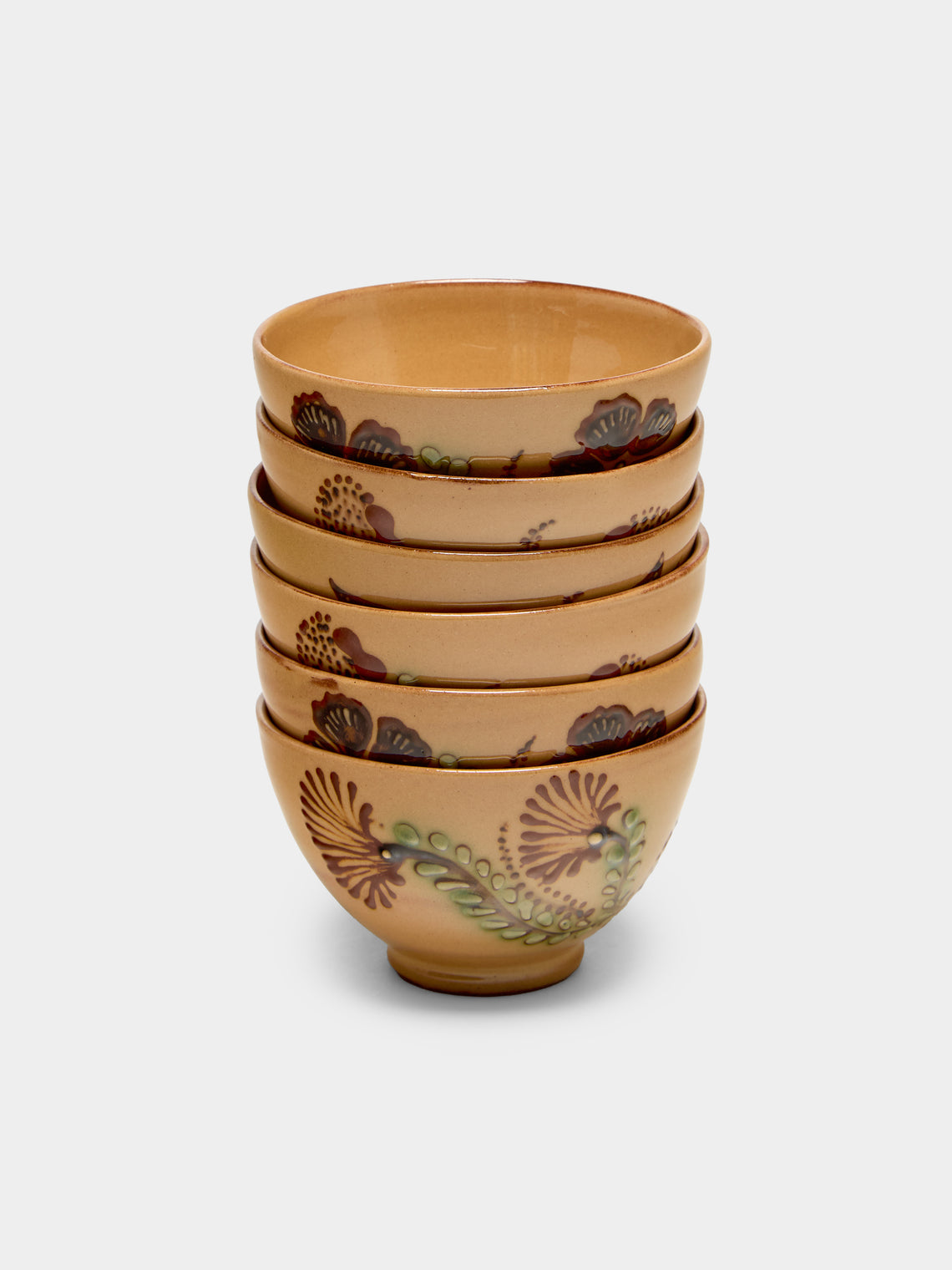 Poterie d’Évires - Flowers Hand-Painted Ceramic Petite Bowls (Set of 6) - Cream - ABASK - 