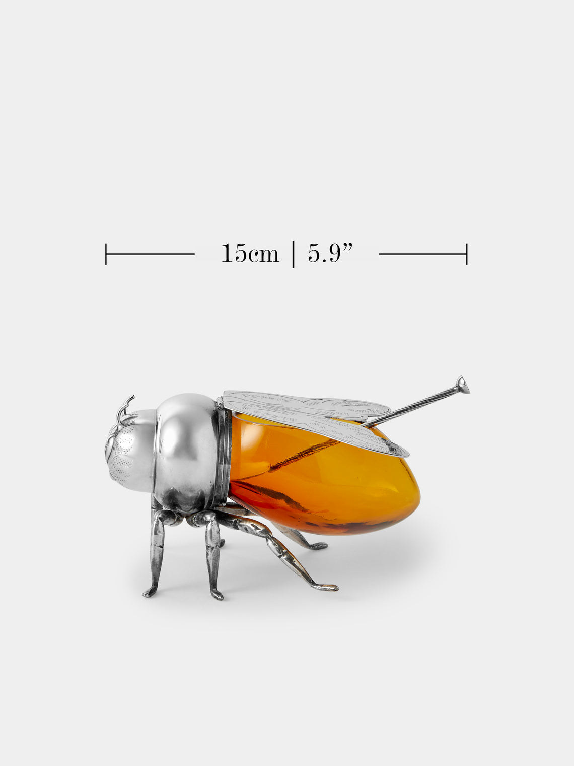 Antique and Vintage - 1960s Silver-Plated Bee Honey Pot - Silver - ABASK