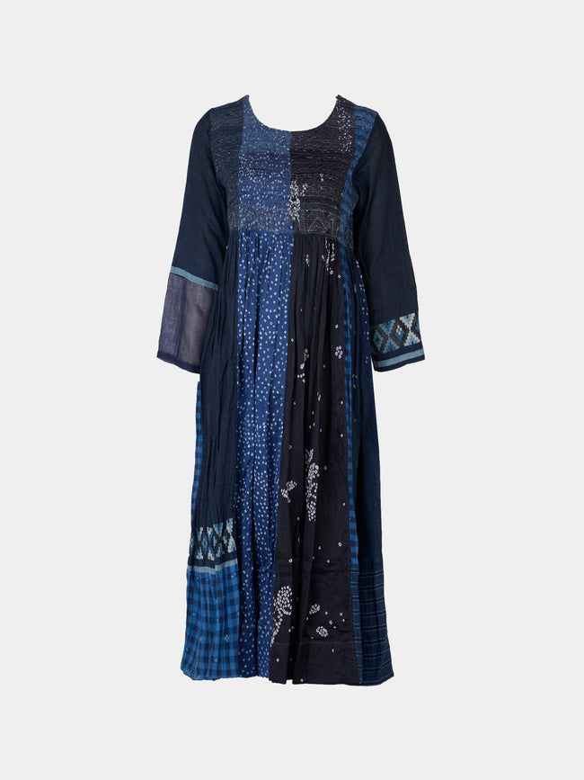 Injiri - Amber 18 Hand-Loomed Cotton and Silk Dress | Size: S - Blue - ABASK - 