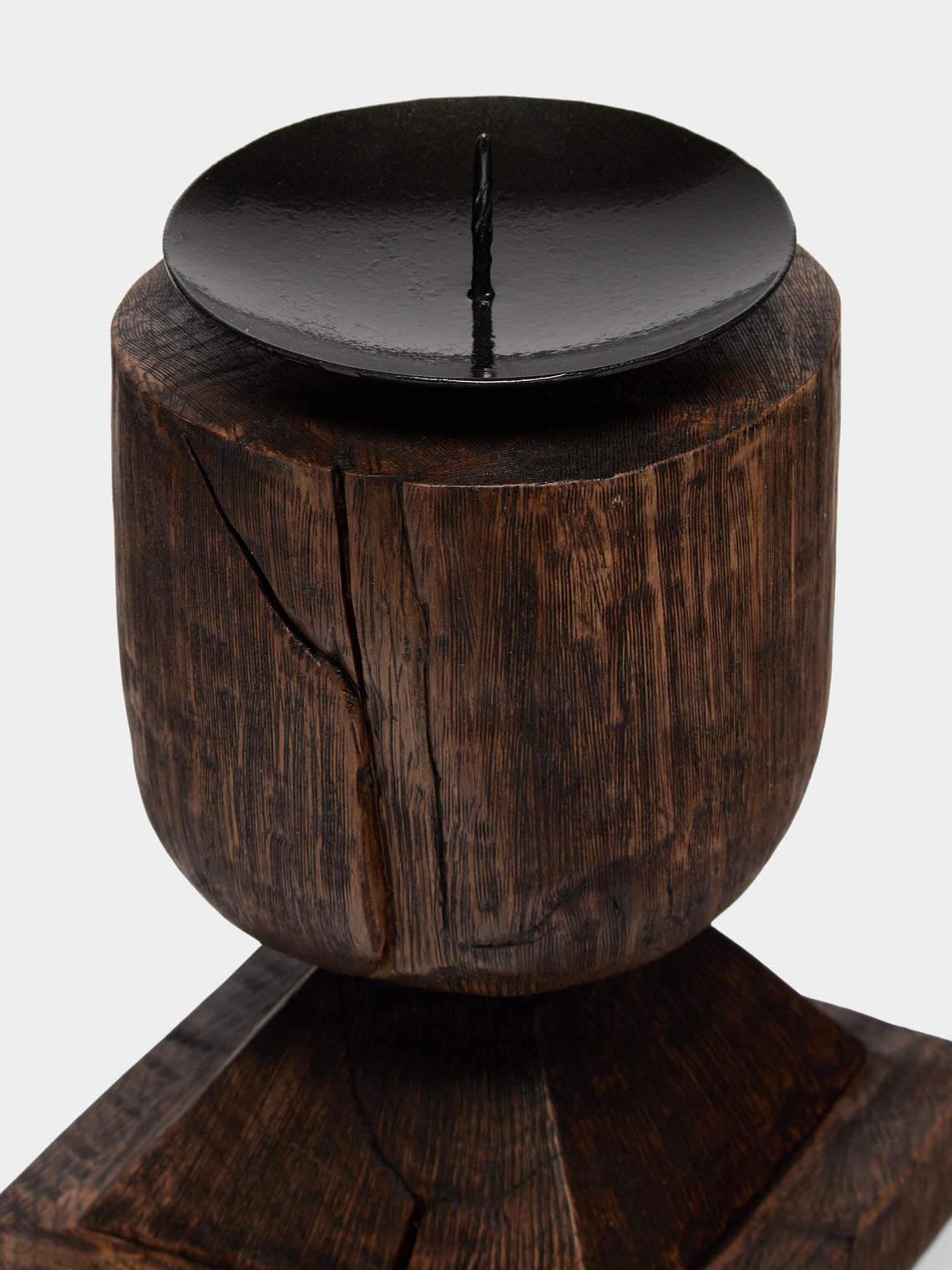 Jamie Gaunt Designs - Totem Hand-Carved Wood Candle Holder - Dark Brown - ABASK
