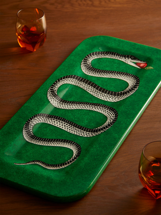 Fornasetti - Serpente Wood Tray - Green - ABASK