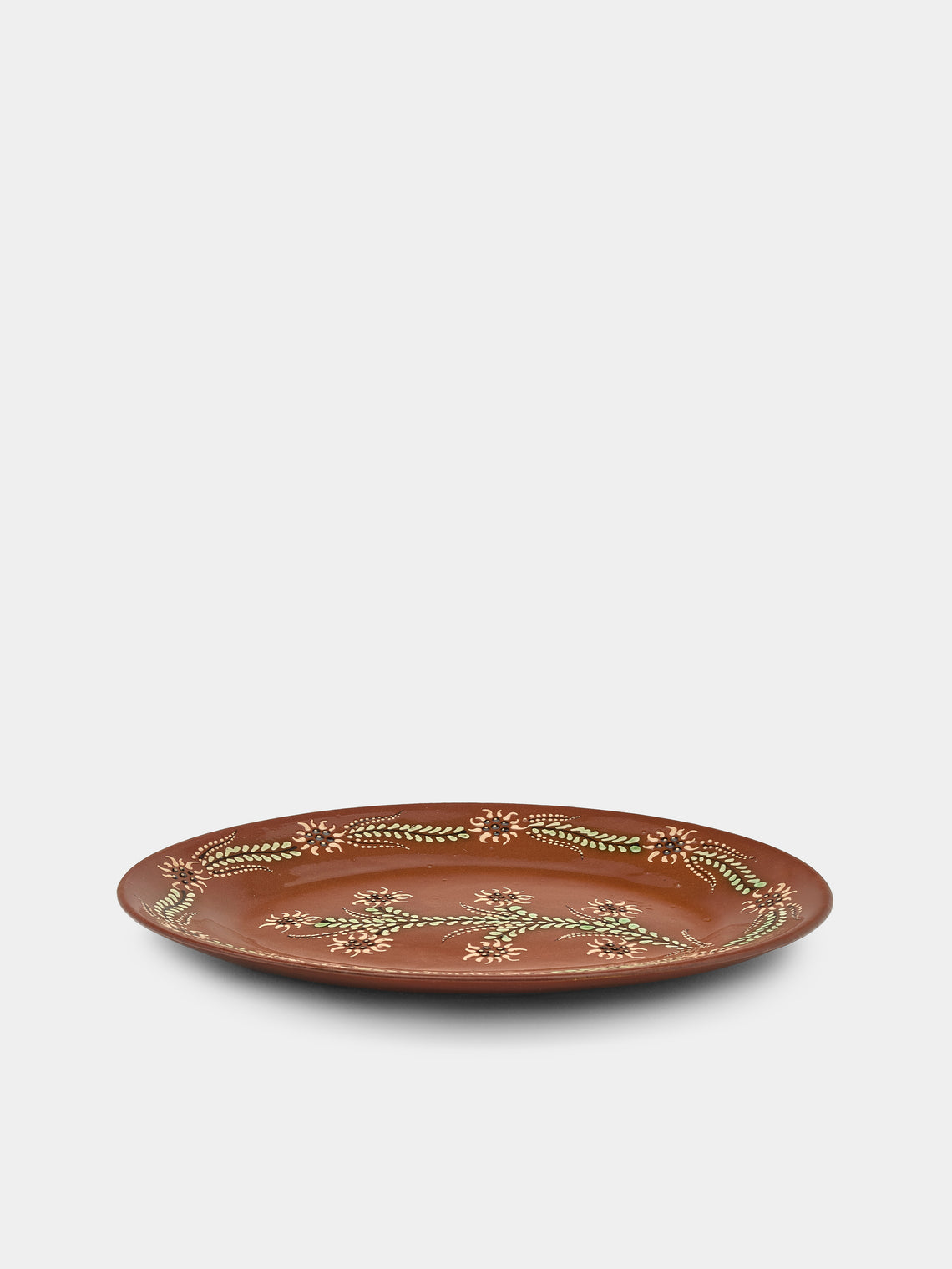 Poterie d’Évires - Flowers Hand-Painted Ceramic Oval Platter - Light brown - ABASK