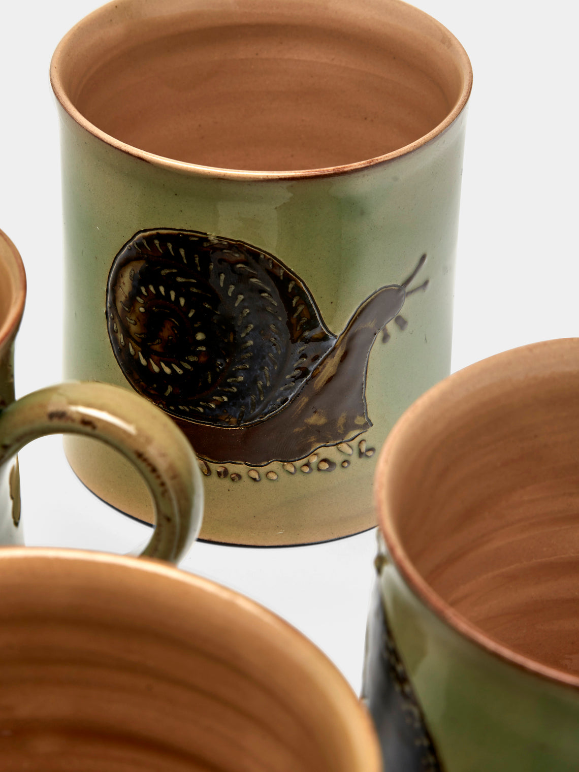 Poterie d’Évires - Animals Hand-Painted Ceramic Mugs (Set of 4) - Green - ABASK