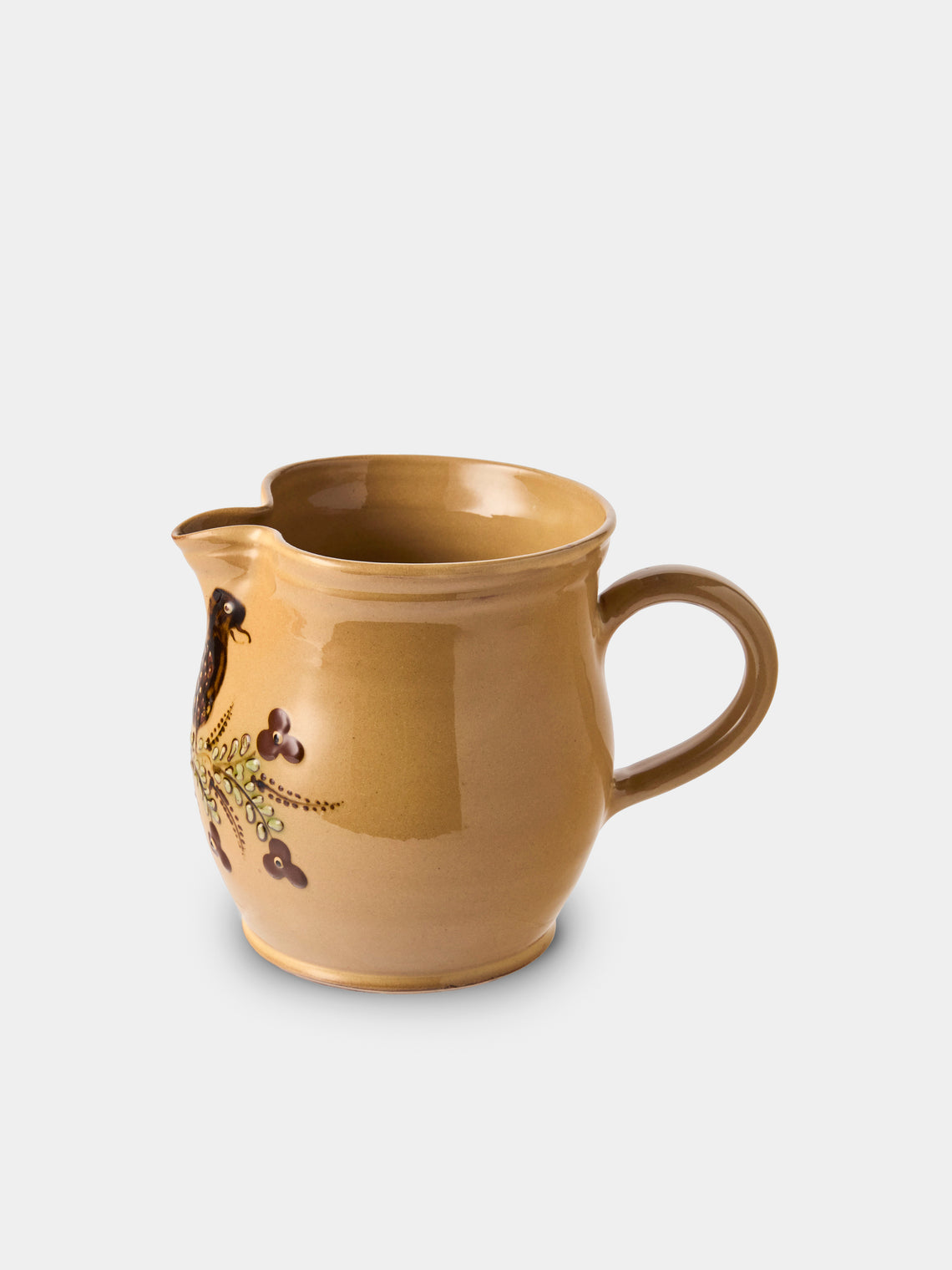 Poterie d’Évires - Birds Hand-Painted Ceramic Medium Jug - Cream - ABASK