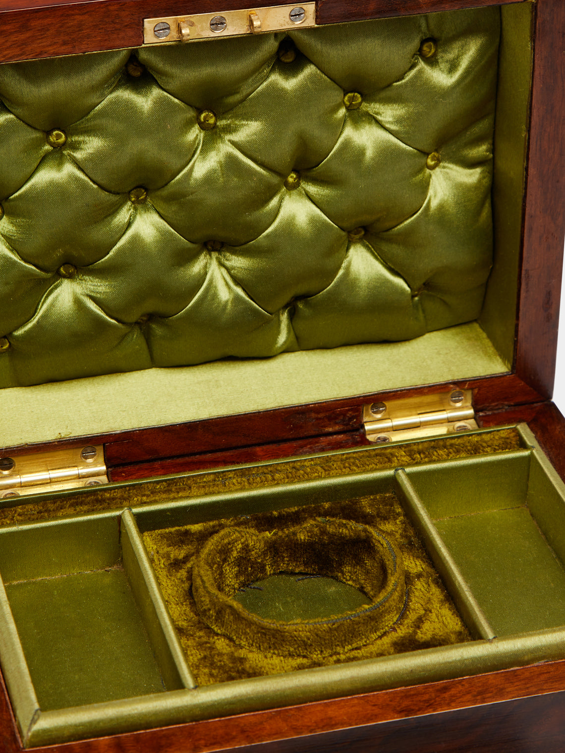 Antique and Vintage - 1900s Walnut and Brass Jewellery Box -  - ABASK