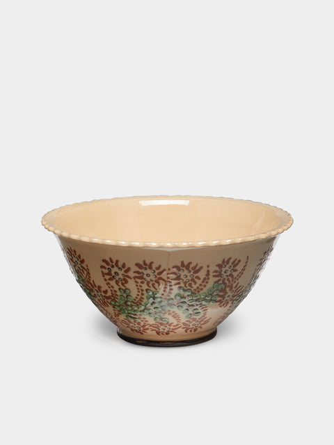 Poterie d’Évires - Flowers Hand-Painted Ceramic Fluted Bowl -  - ABASK - 