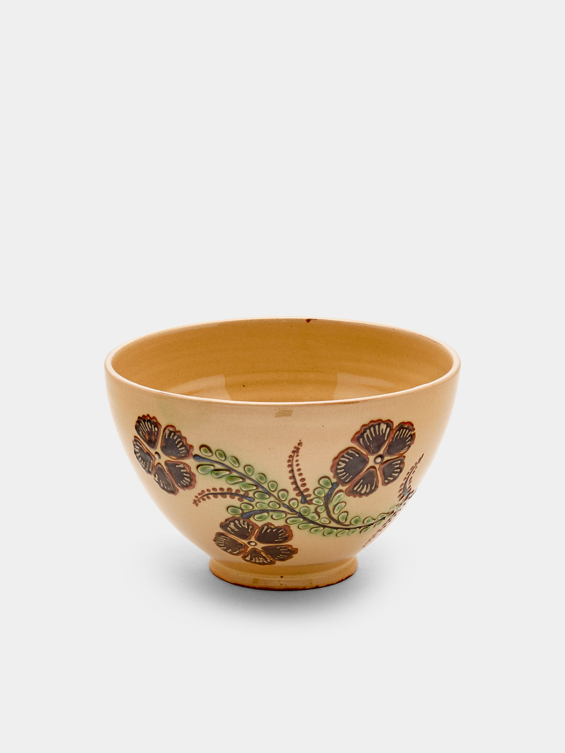 Poterie d’Évires - Flowers and Birds Hand-Painted Ceramic Bowls (Set of 6) - Cream - ABASK