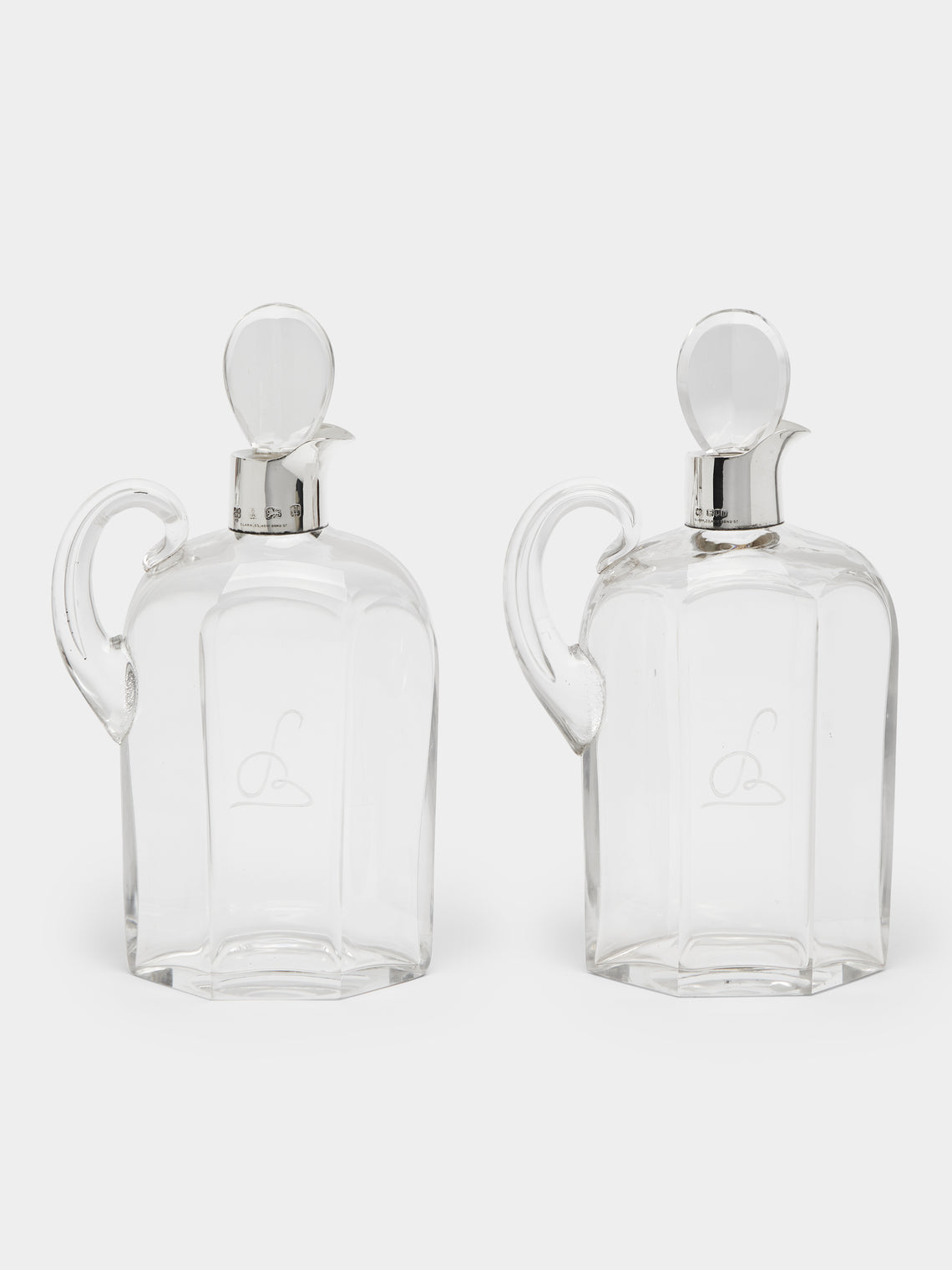 Antique and Vintage - 1903 Crystal and Silver Decanters (Set of 2) -  - ABASK