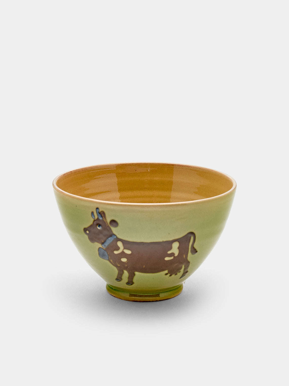 Poterie d’Évires - Cows Hand-Painted Ceramic Bowls (Set of 6) - Green - ABASK