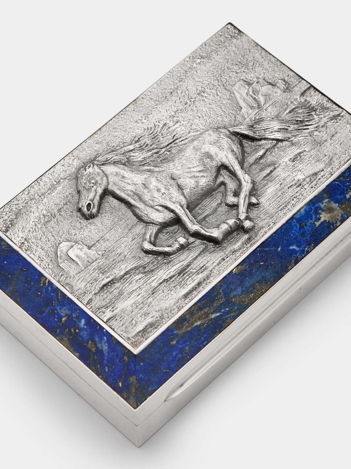 Antique and Vintage - 1960 Italian Silver and Lapis Lazuli Box -  - ABASK