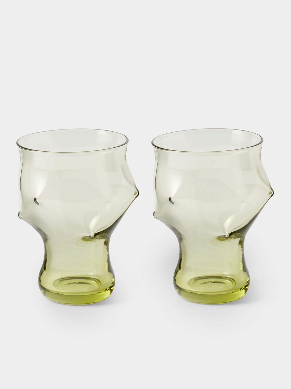 Nijima Glassworks - Hand-Blown Volcanic Glass Tumblers (Set of 2) - Green - ABASK 
