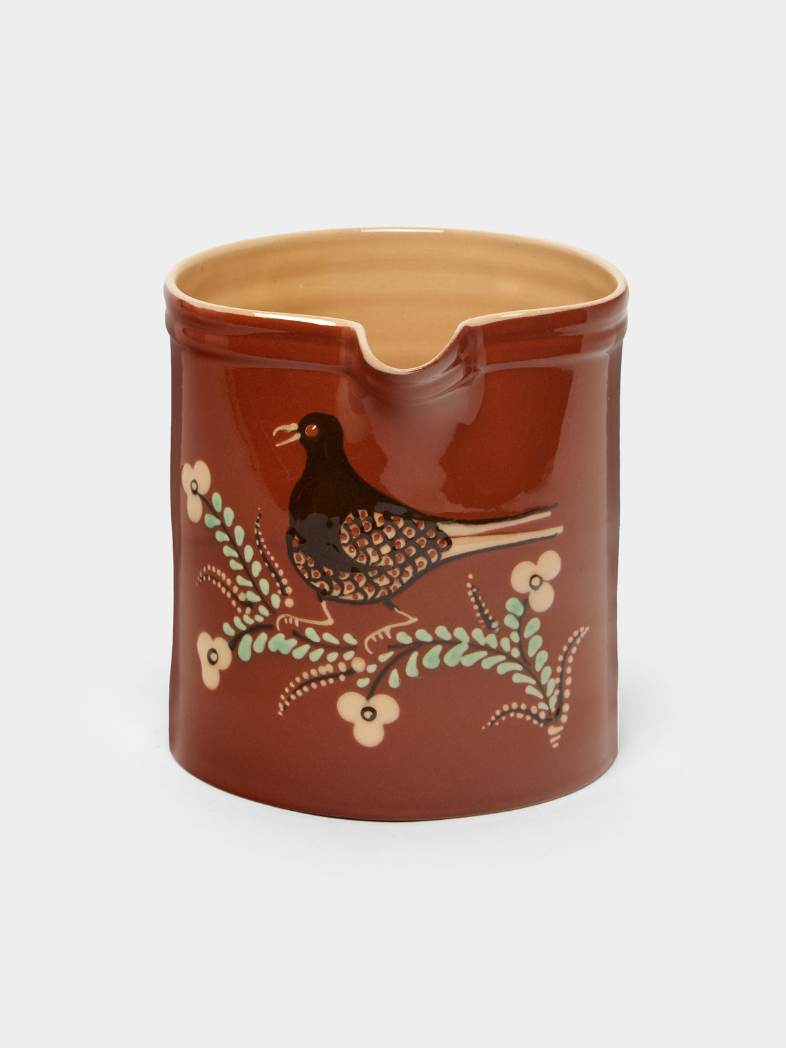 Poterie d’Évires - Birds Hand-Painted Ceramic Straight-Edge Jug -  - ABASK