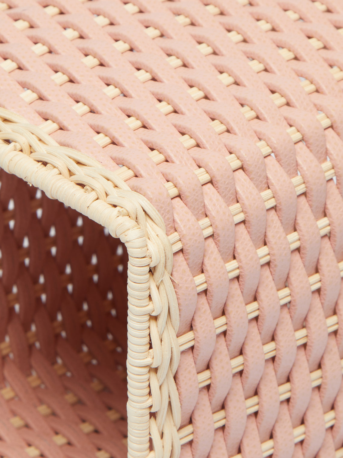 Giobagnara - Antibes Handwoven Leather and Rattan Tissue Box - Pink - ABASK