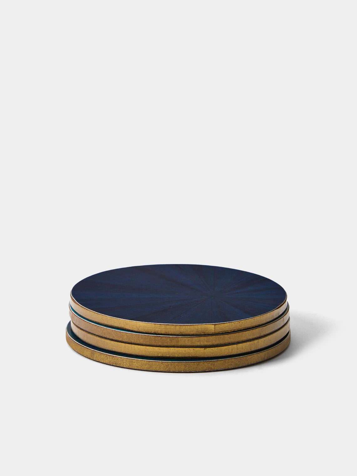 HestiaLiving - Soleil Wood Coasters (Set of 4) - Navy - ABASK
