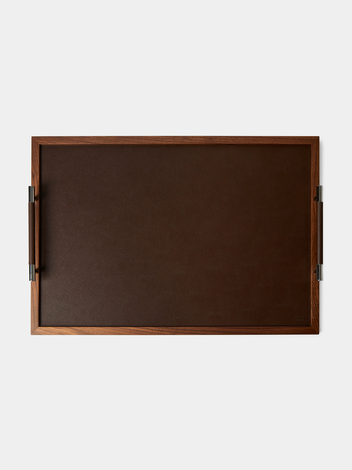 Pinetti - Dedalo Leather and Walnut Tray Table - Dark Brown - ABASK