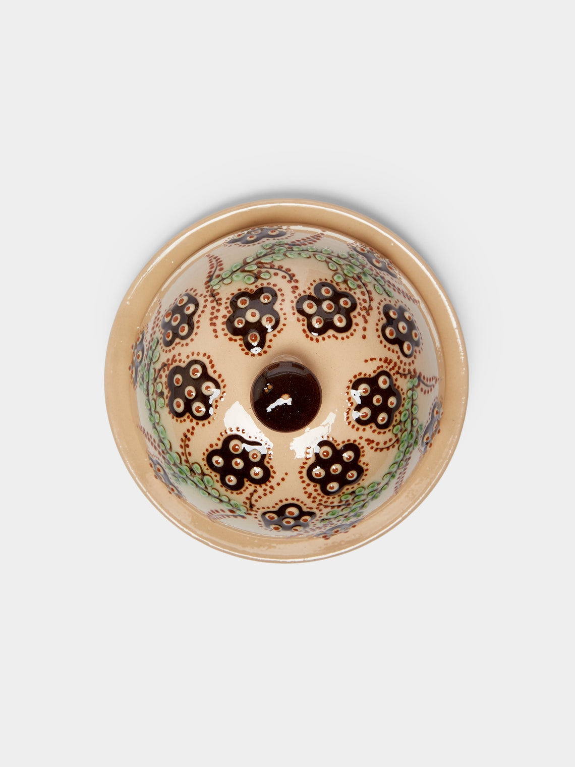 Poterie d’Évires - Flowers Hand-Painted Ceramic Small Butter Dish -  - ABASK