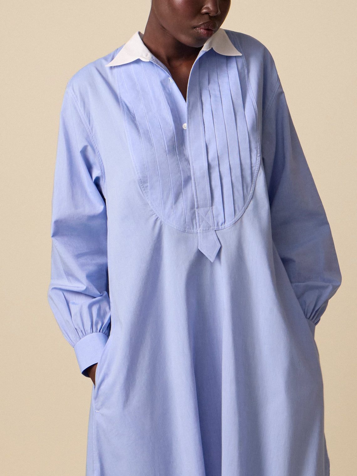 Sebline - Women's Painter’s Cotton Shirt Dress | Size: S - Light pink - ABASK