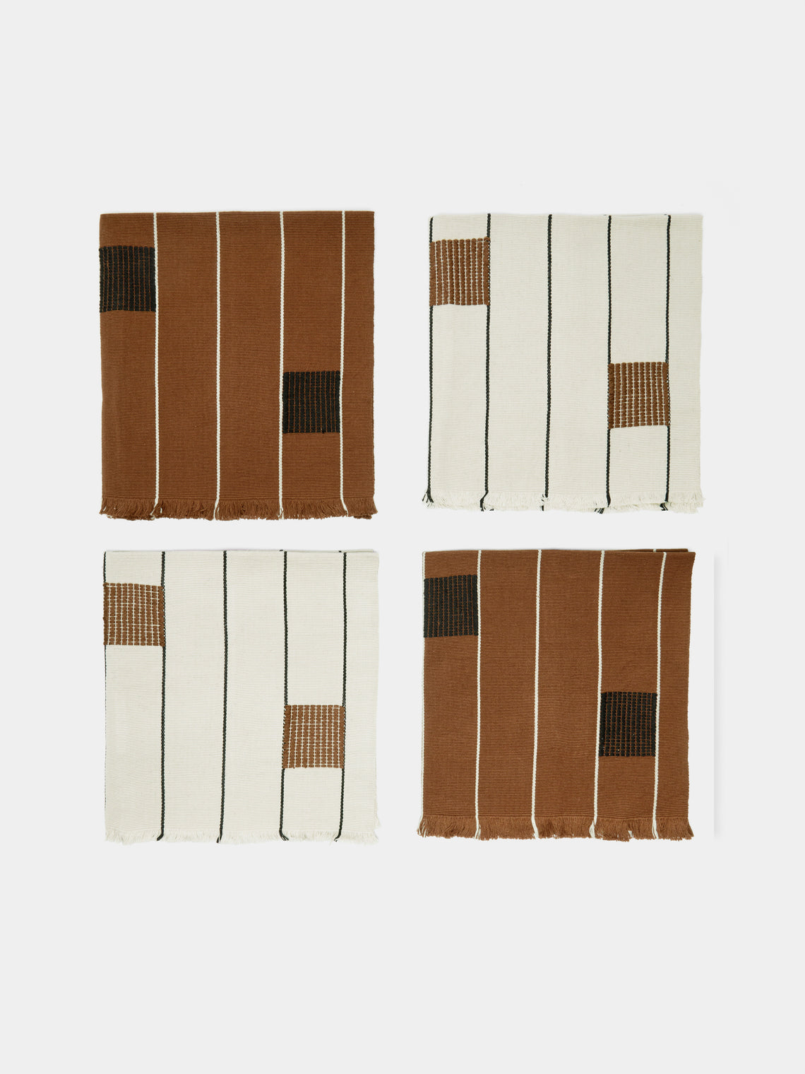 Revolution of Forms - Chiapas Handwoven Cotton Napkins (Set of 4) - Brown - ABASK