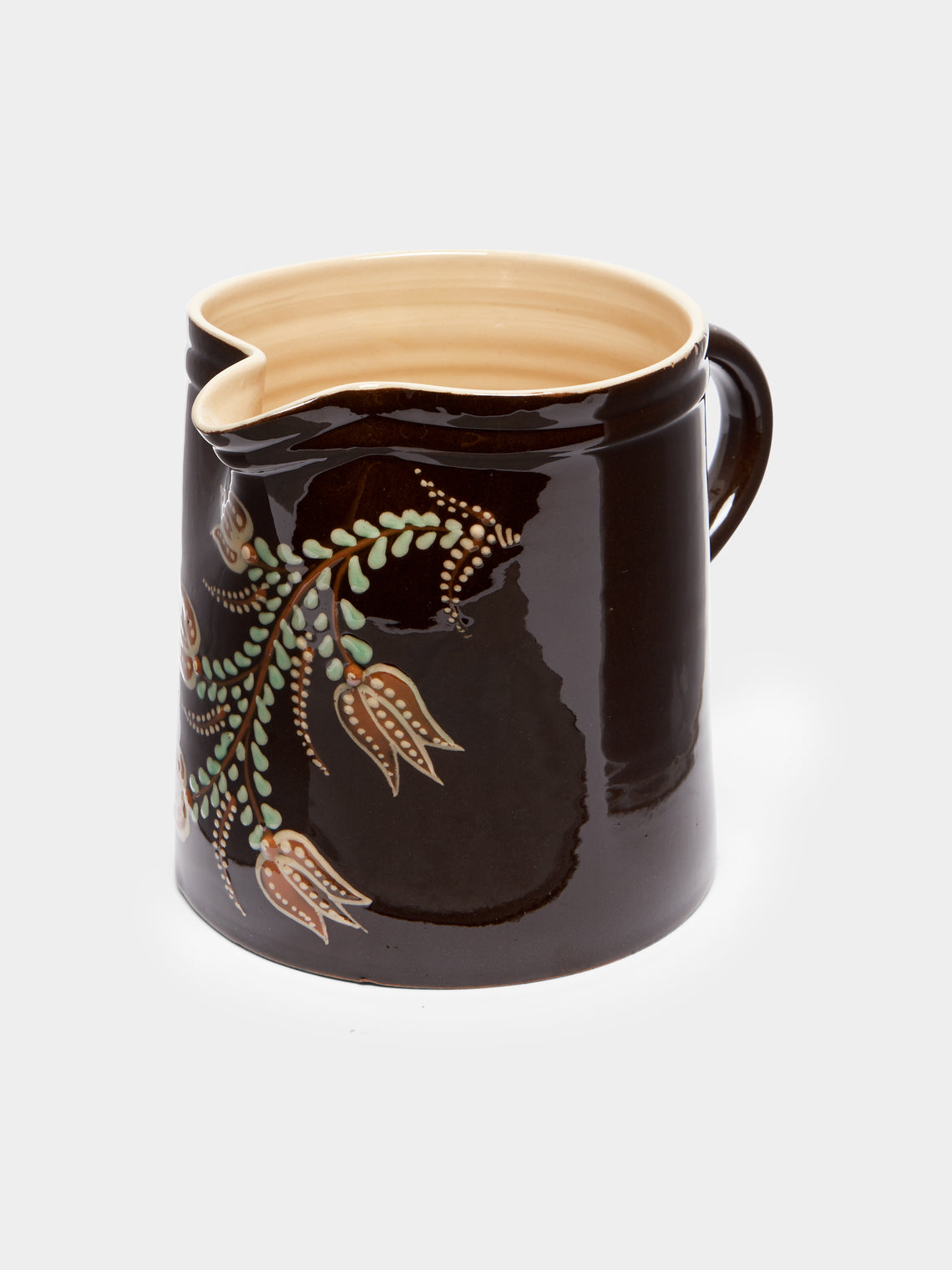 Poterie d’Évires - Flowers Hand-Painted Ceramic Straight-Edge Jug -  - ABASK - 