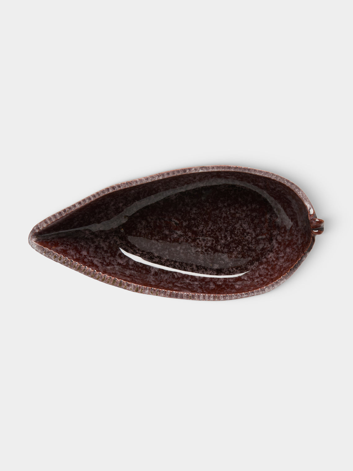 Antique and Vintage - Mid-Century Accolay Leaf Ceramic Bowl - Brown - ABASK