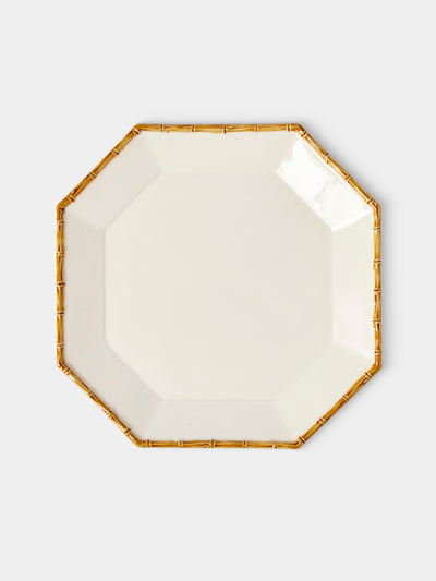 Verdolini - Bamboo Hand-Painted Ceramic Dinner Plate (11in/28cm) - White - ABASK - 