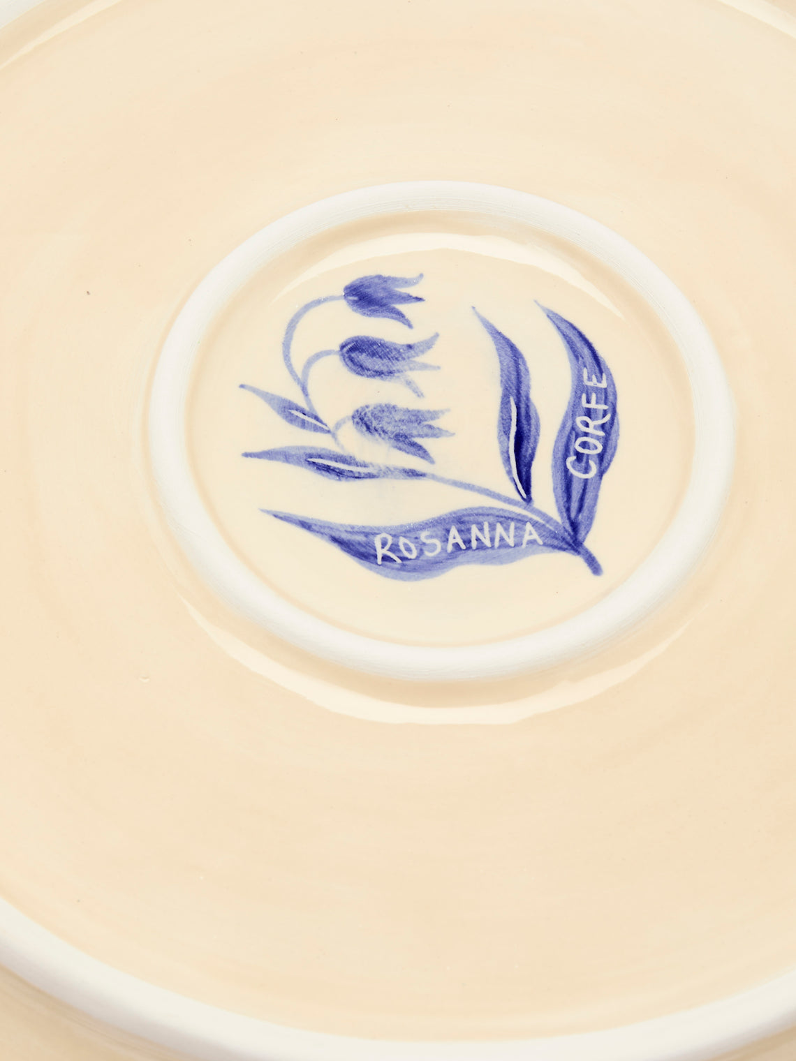 Rosanna Corfe - Birds and Bluebells Hand-Painted Ceramic Round Platter - Cream - ABASK