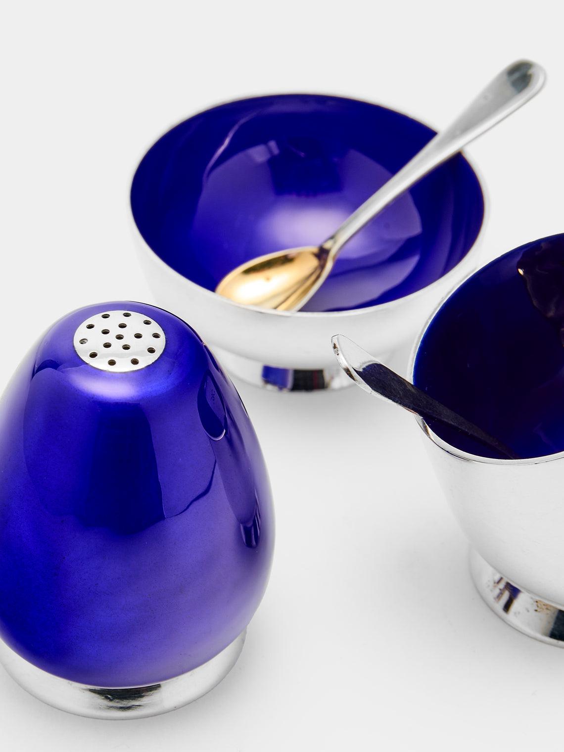 Antique and Vintage - Early-20th Century Michelsen Sterling Silver and Enamel Salt, Pepper and Mustard Set -  - ABASK
