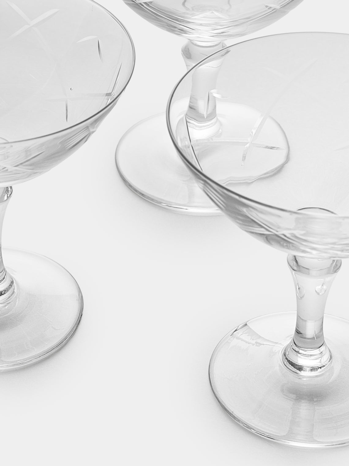 Antique and Vintage - 1940s Crystal Champagne Coupes (Set of 10) - Clear - ABASK