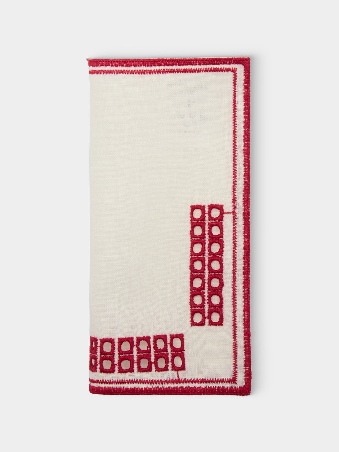 Borgo delle Tovaglie - Erica Embroidered Linen Cocktail Napkins (Set of 12) - Red - ABASK