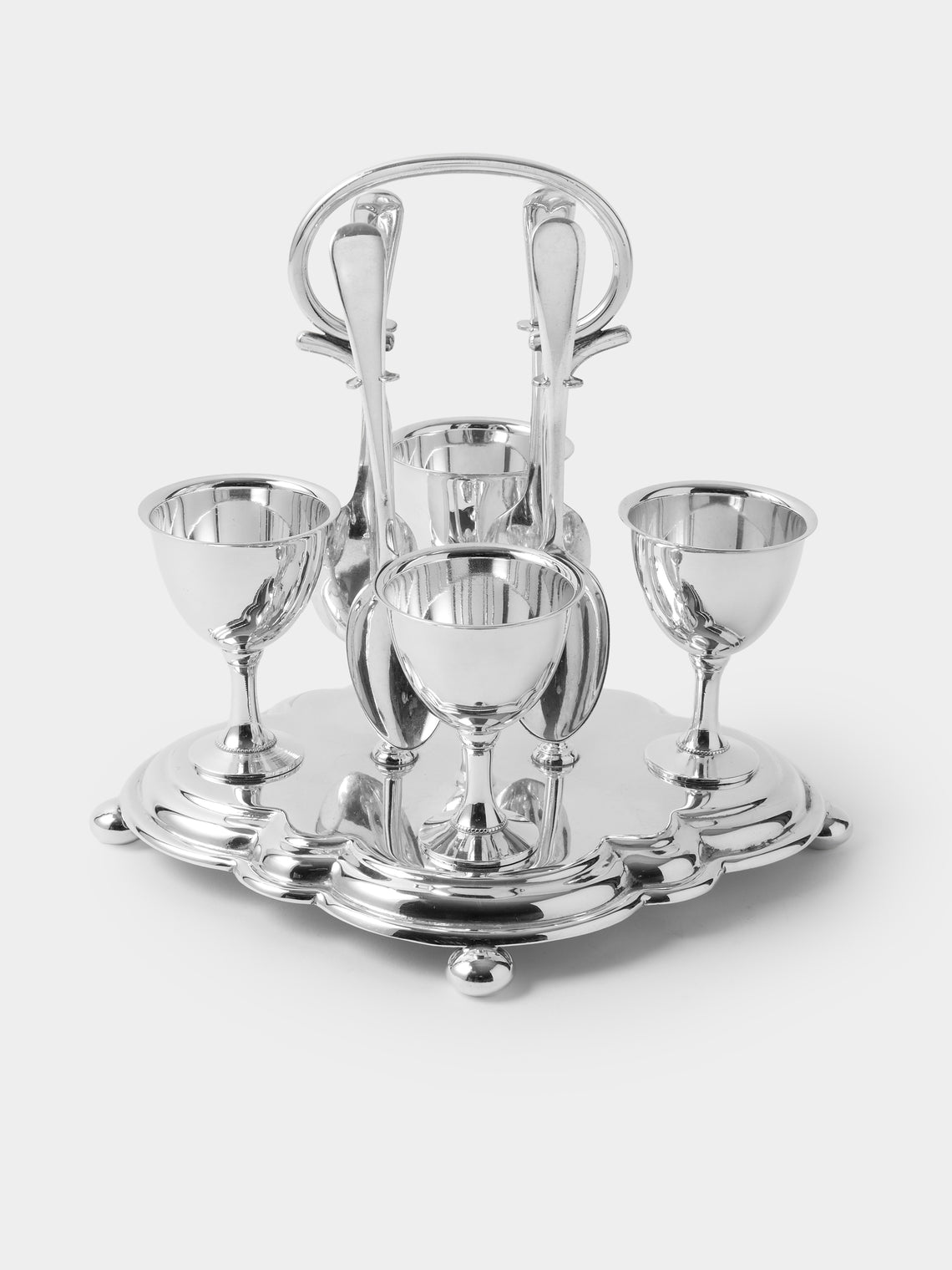 Antique and Vintage - Mid-Century Silver-Plated Egg Serving Set - Silver - ABASK - 