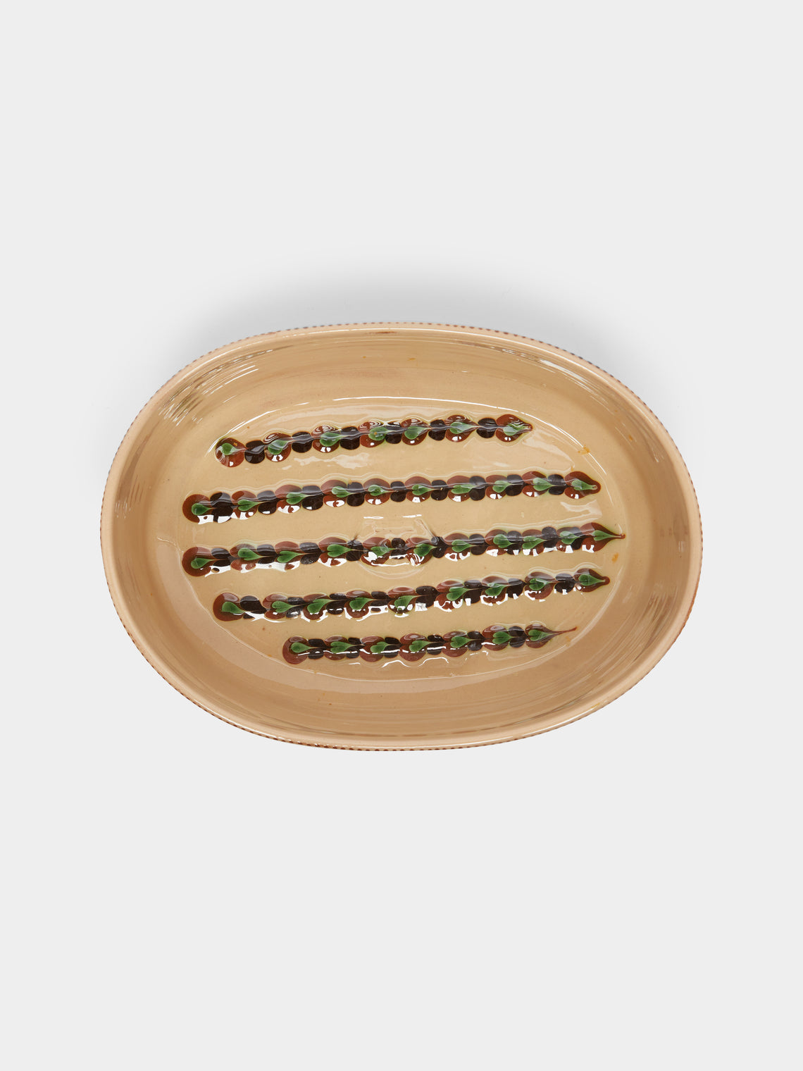 Poterie d’Évires - Flowers Hand-Painted Ceramic Oval Serving Dish -  - ABASK