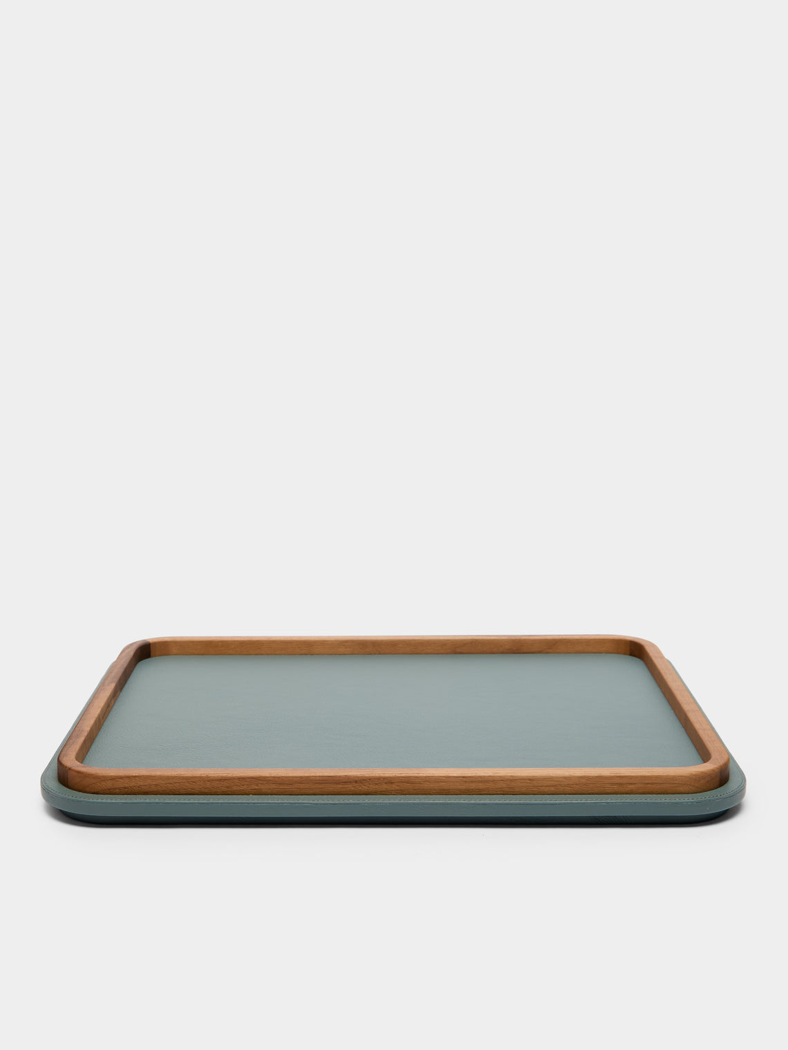 Giobagnara x Poltrona Frau - Walnut Large Rectangular Tray with Leather Inlay -  - ABASK