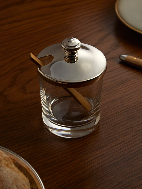 Christofle - Albi Crystal and Silver-Plated Mustard Jar - Clear - ABASK