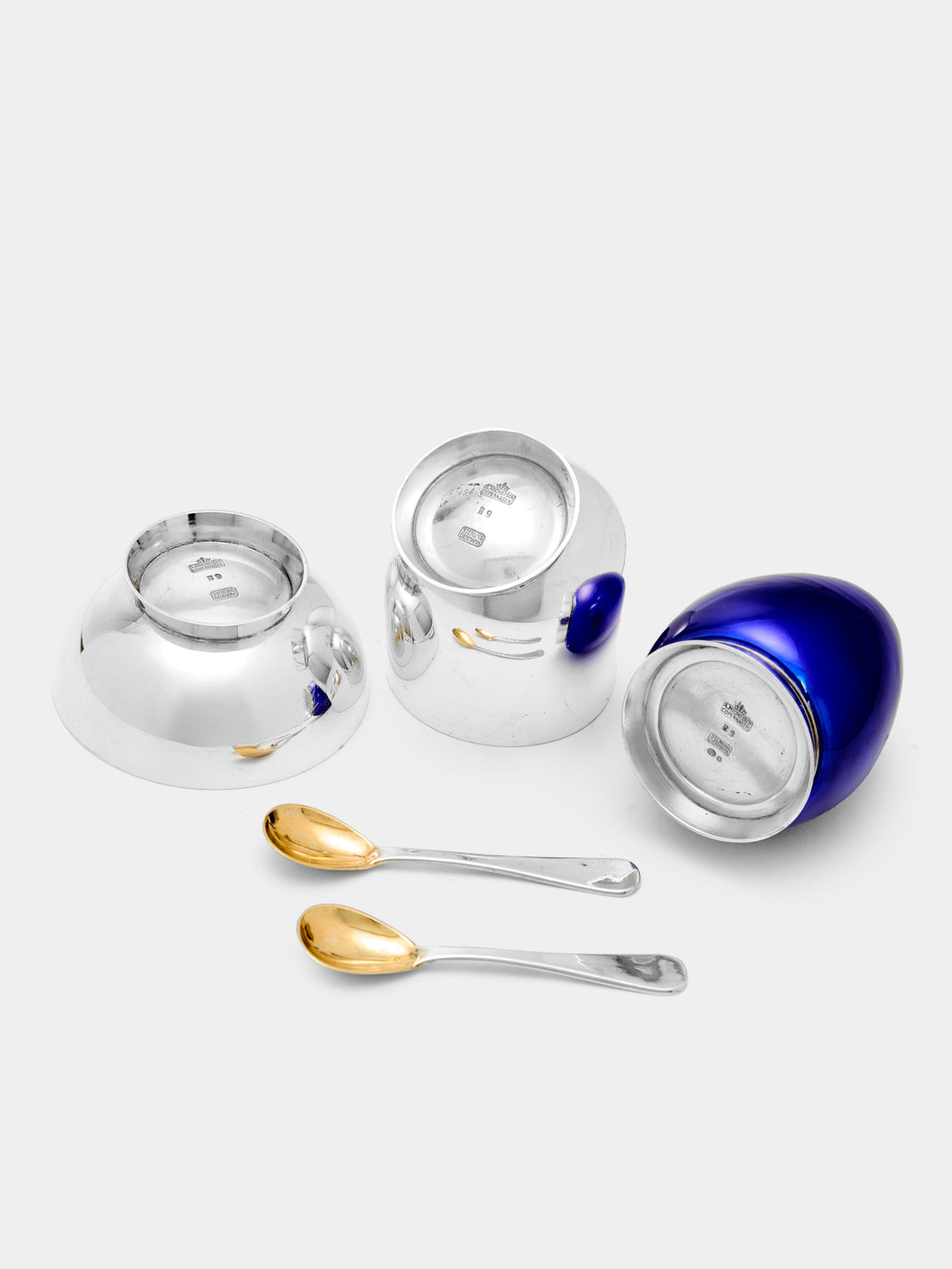 Antique and Vintage - Early-20th Century Michelsen Sterling Silver and Enamel Salt, Pepper and Mustard Set -  - ABASK