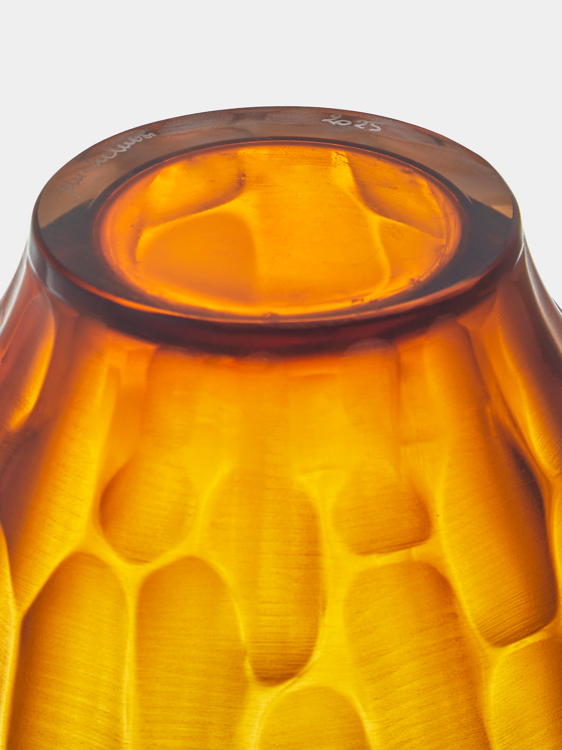 Micheluzzi Glass - Goccia Ambra Bamboo Hand-Blown Murano Glass Vase (9in/23cm) - Orange - ABASK