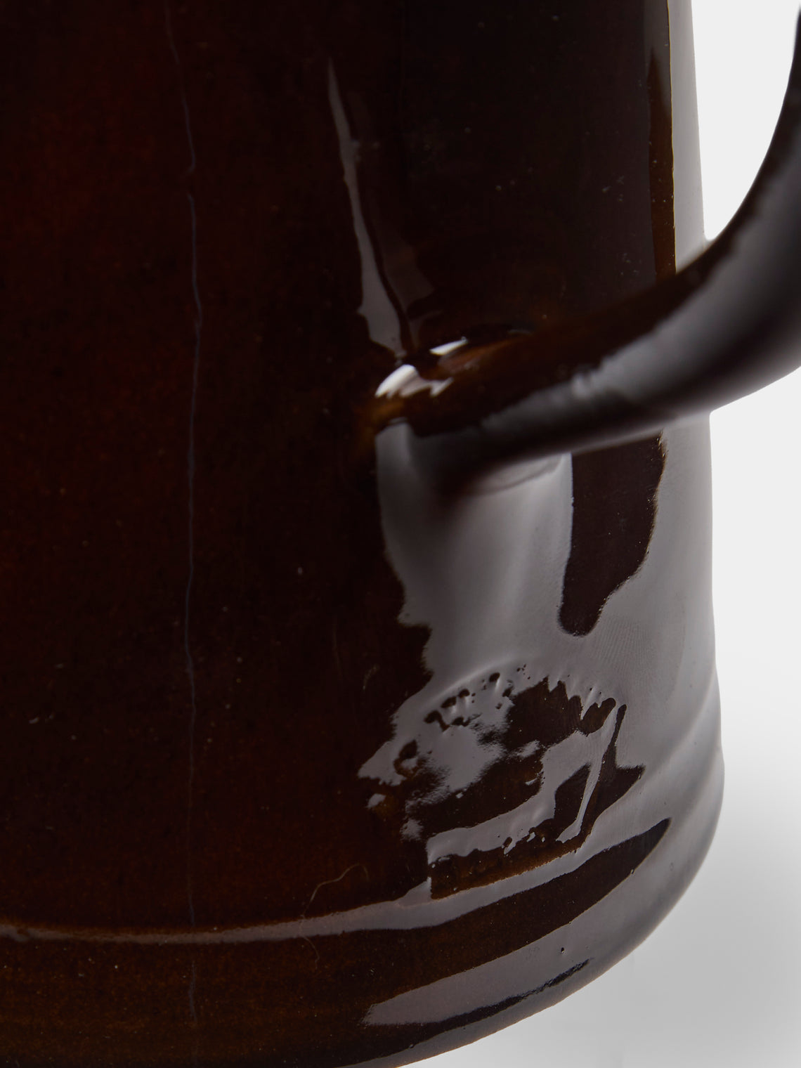 Poterie d’Évires - Owls Hand-Painted Ceramic Large Milk Jug - Dark brown - ABASK