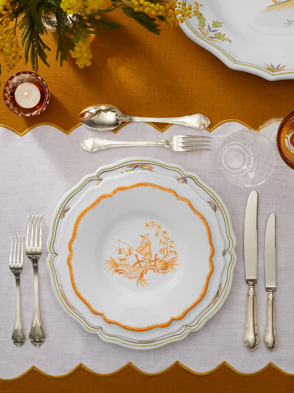Bourg Joly Malicorne - Chinoiserie Hand-Painted Ceramic Dessert Plate -  - ABASK