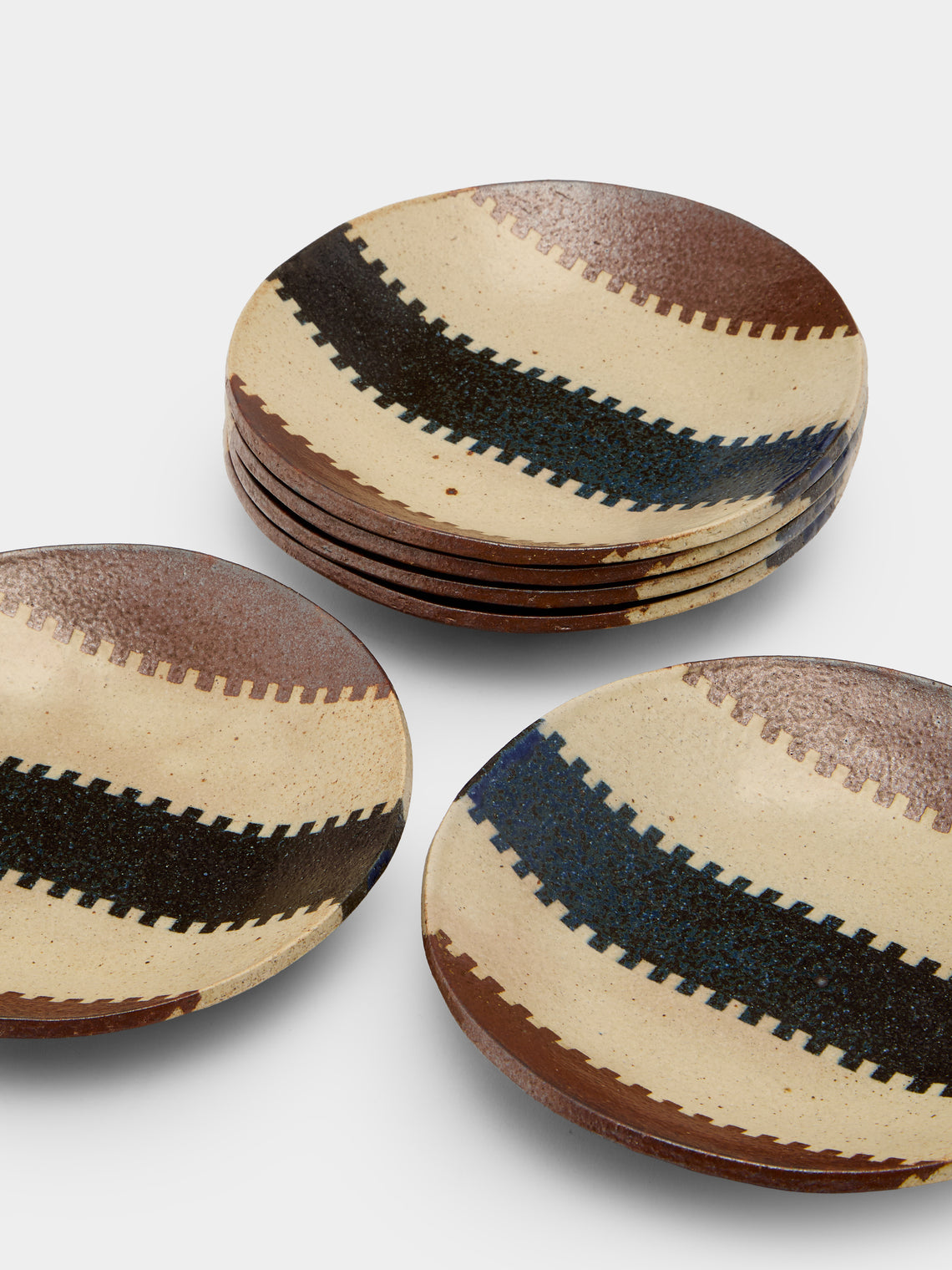 Makidani-gama - No. 1 Nerikomi Ceramic Plates – 7in/18cm (Set of 6) - Multiple - ABASK
