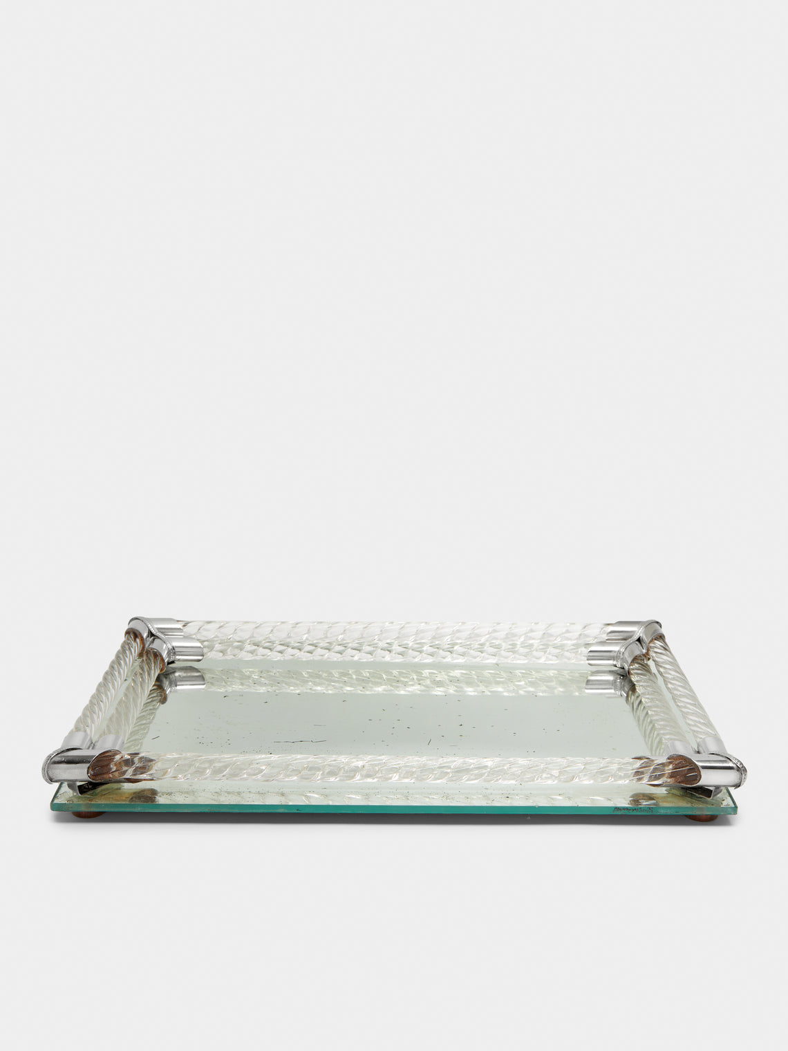 Antique and Vintage - 1950s Murano Torciglioni Art Déco Tray - Clear - ABASK