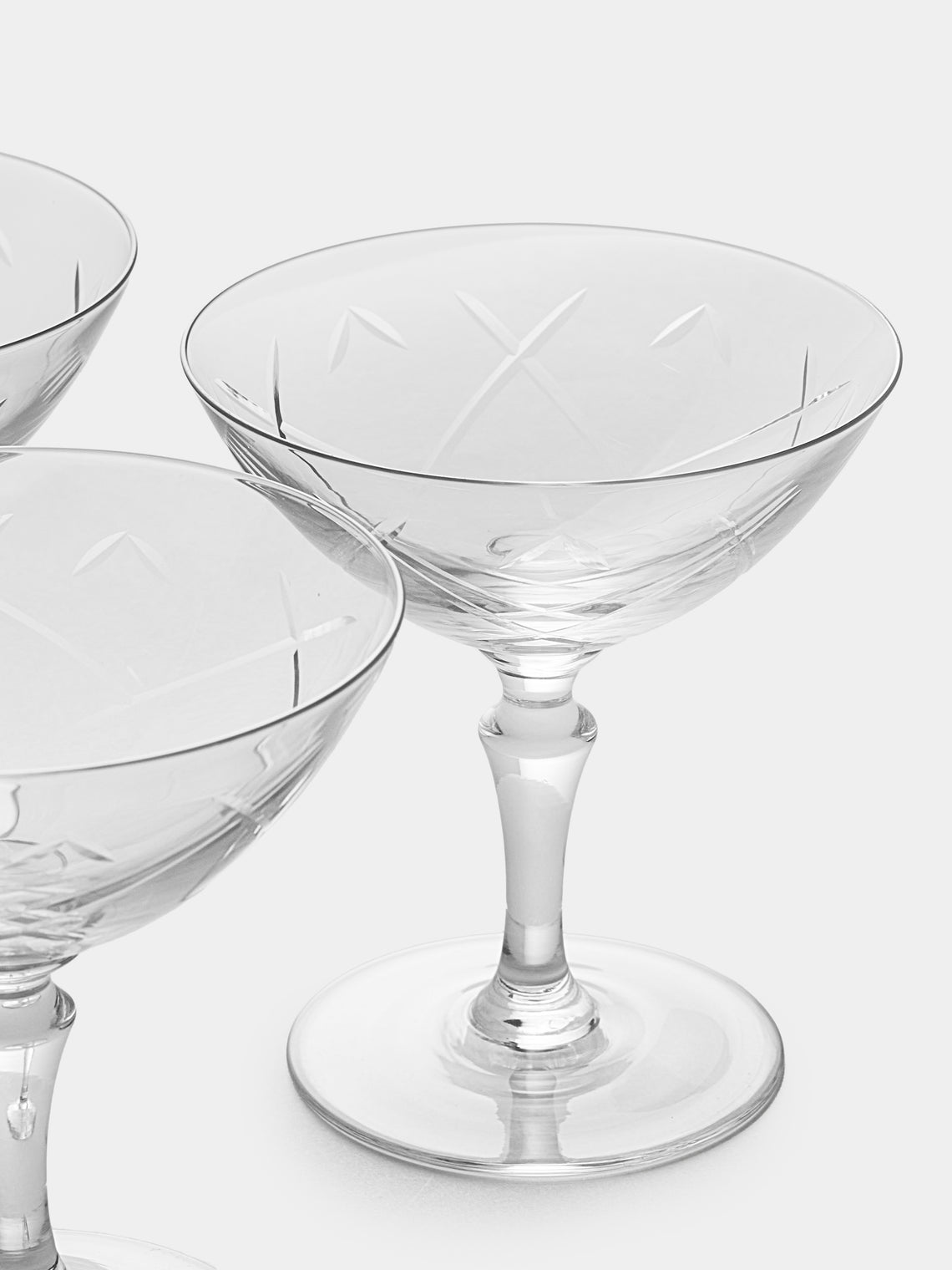 Antique and Vintage - 1940s Crystal Champagne Coupes (Set of 10) - Clear - ABASK