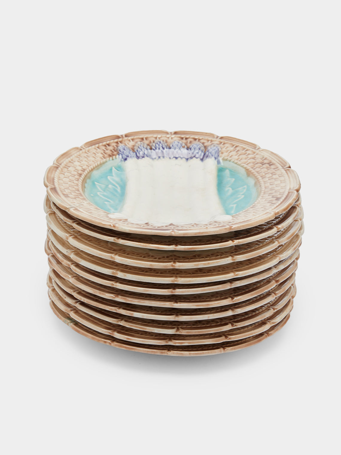 Antique and Vintage - 1950s Ceramic Asparagus Plates (Set of 10) -  - ABASK