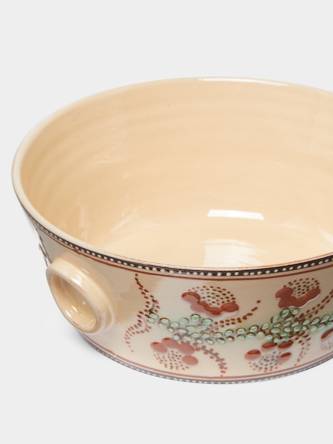 Poterie d’Évires - Flowers Hand-Painted Ceramic Handled Serving Bowl -  - ABASK
