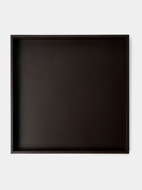Pinetti - Maxi Leather Square Tray (23.5in/60cm) - Dark Brown - ABASK - 
